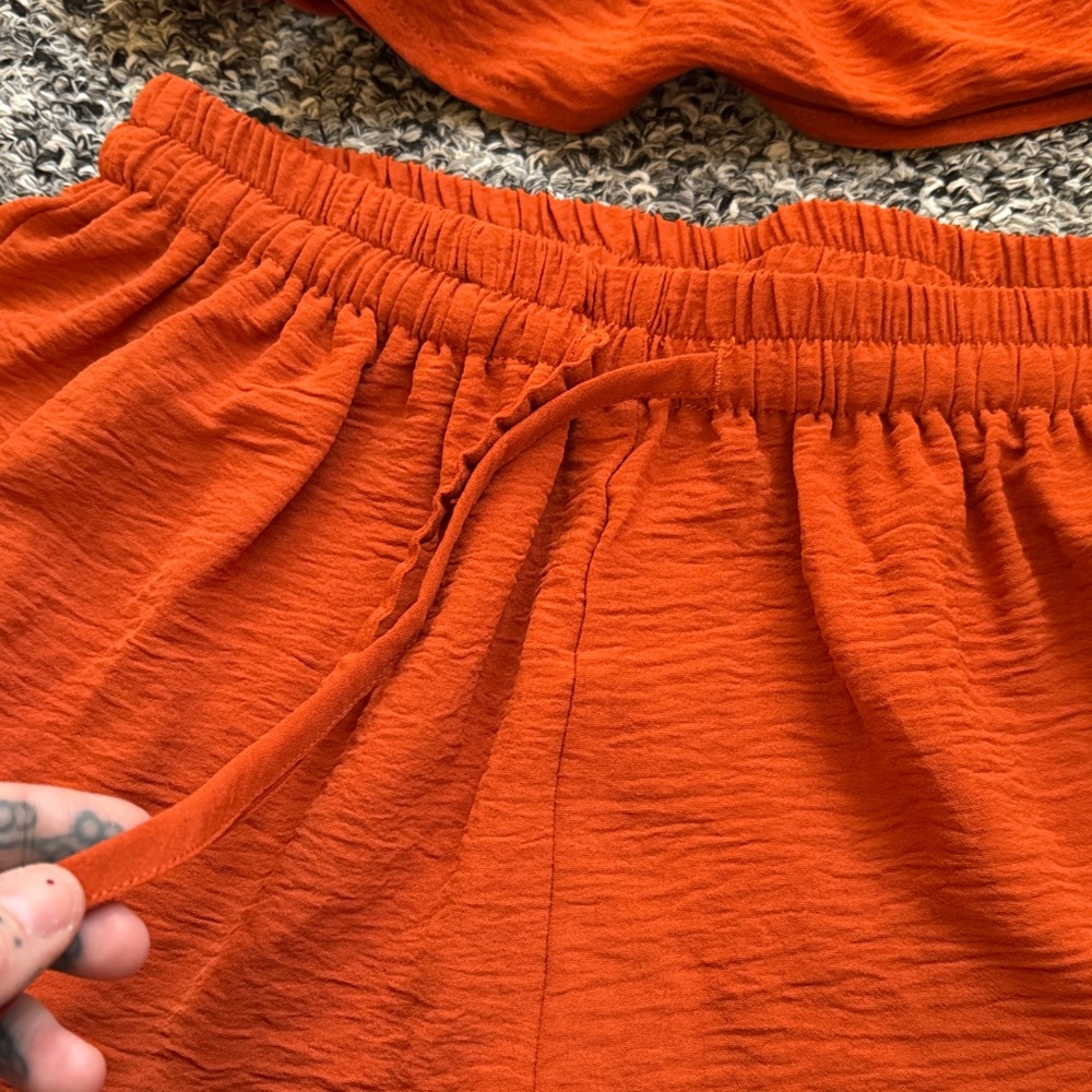 Women's Ruffled Sleepwear Set - RUST color - Picture 2 of 4